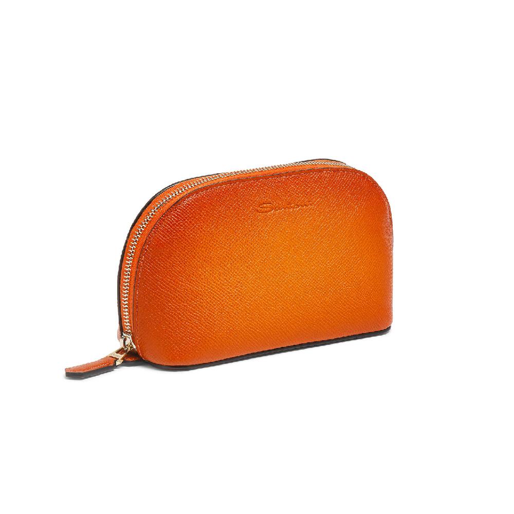 Santoni Pouch in Saffiano arancione Italy
