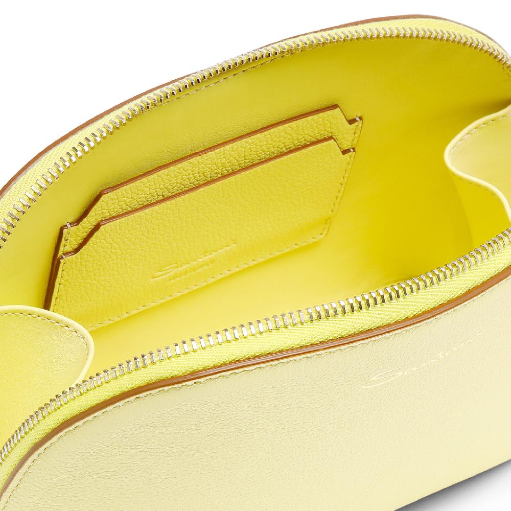 Santoni Pouch in pelle bottalata gialla Italia