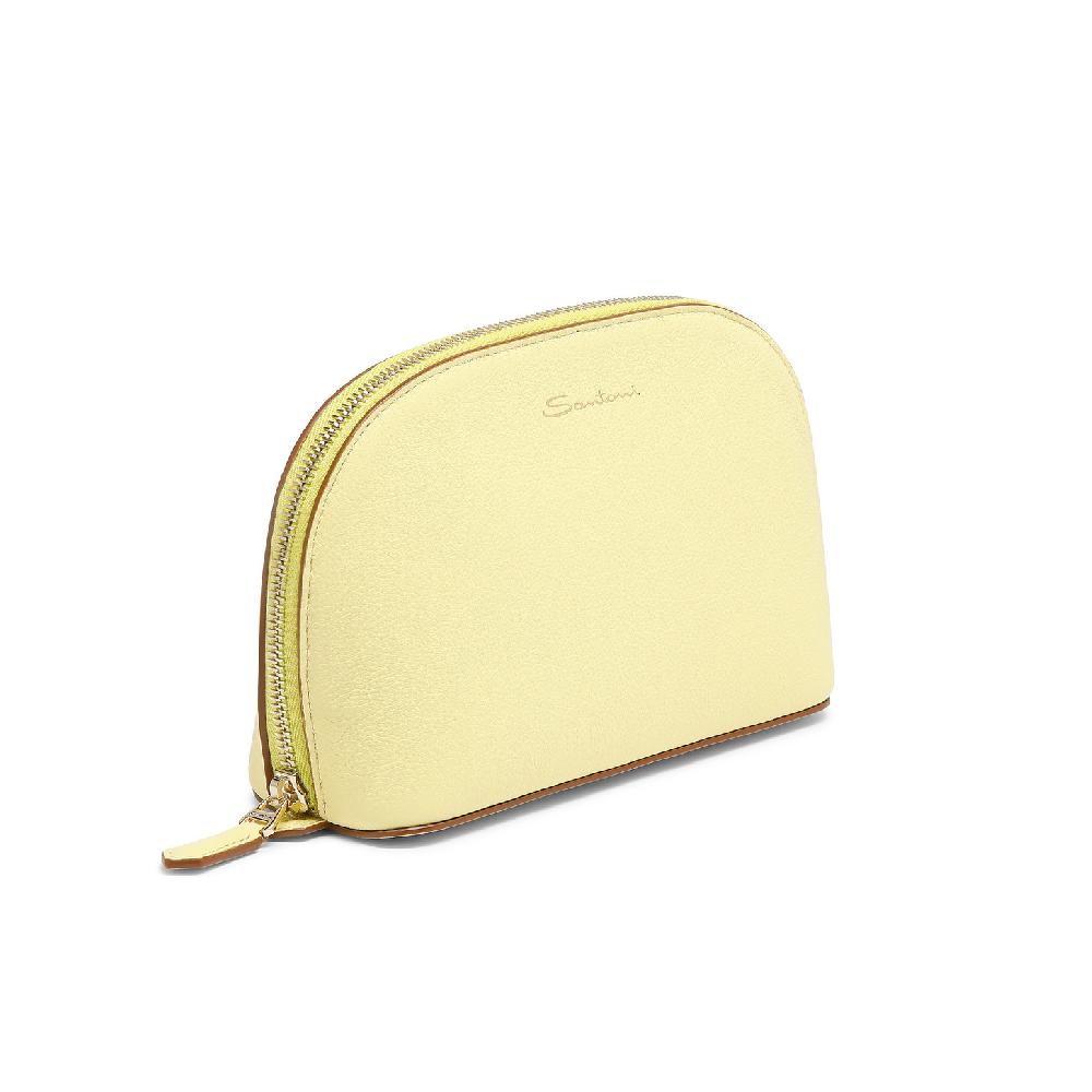 Santoni Pouch in pelle bottalata gialla Italia