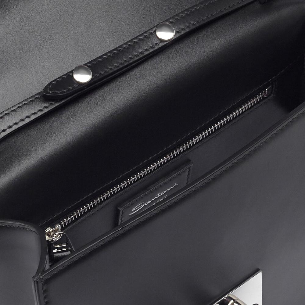 Santoni Borsa a tracolla in pelle nera Spedizione Gratuita