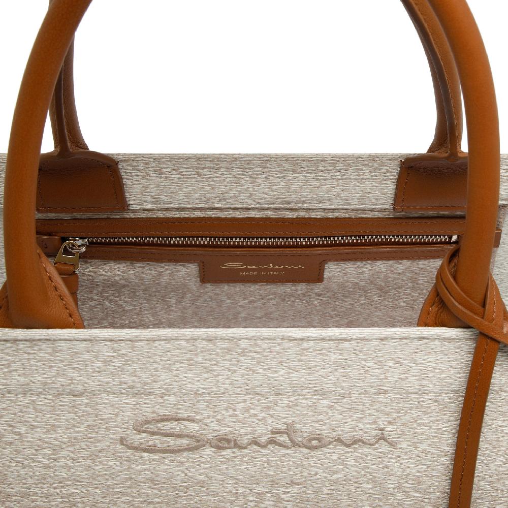Santoni Shopping bag in tessuto beige Acquista Ora