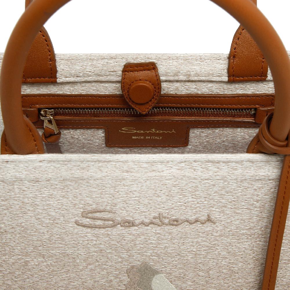 Santoni Borsa tote media in tessuto beige Consegna Veloce