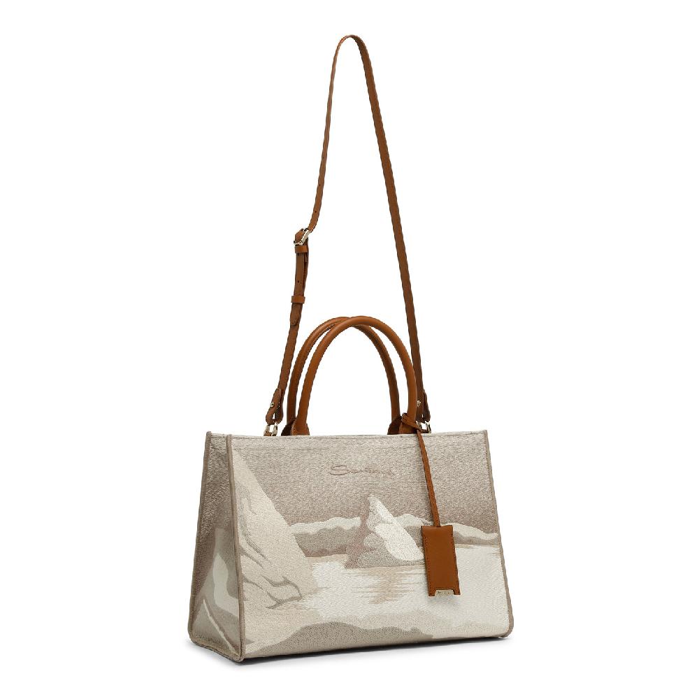Santoni Borsa tote media in tessuto beige Consegna Veloce