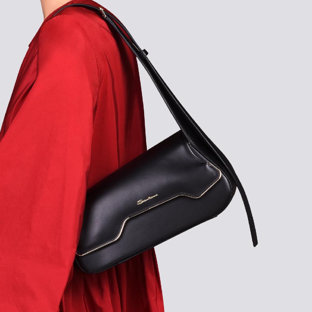 Santoni Borsa ThePluto in pelle nera Affare Del Giorno