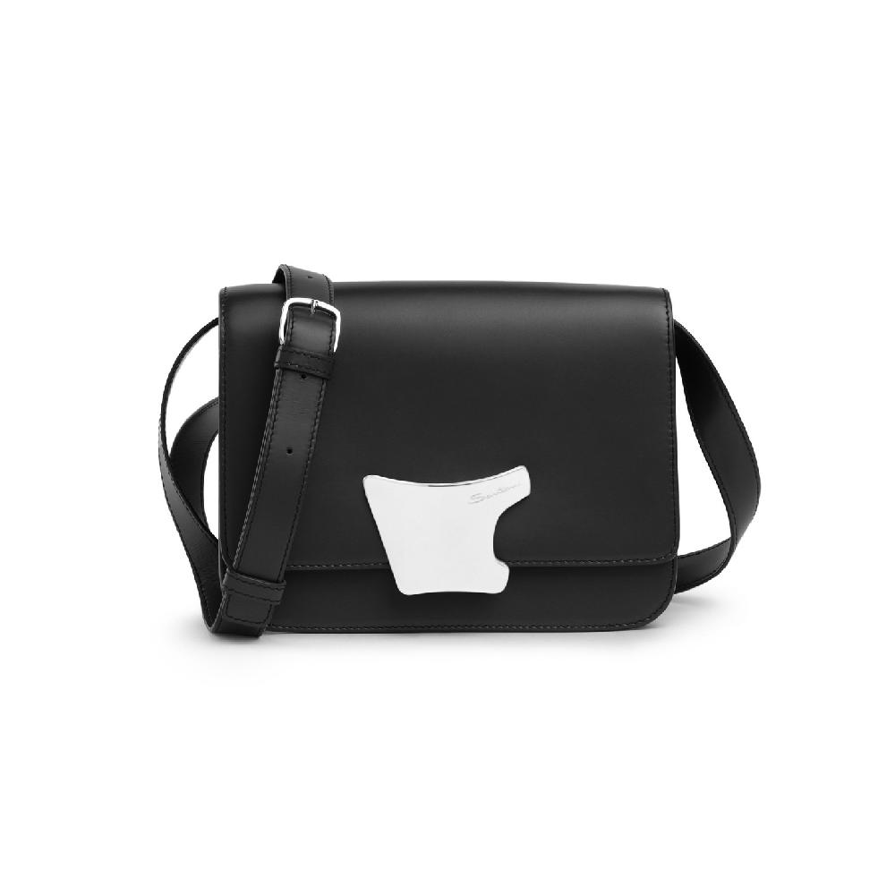 Santoni Borsa a tracolla in pelle nera