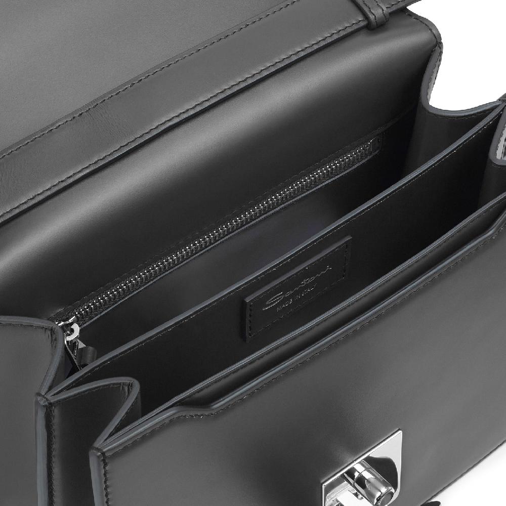 Santoni Borsa a tracolla in pelle nera Sottocosto
