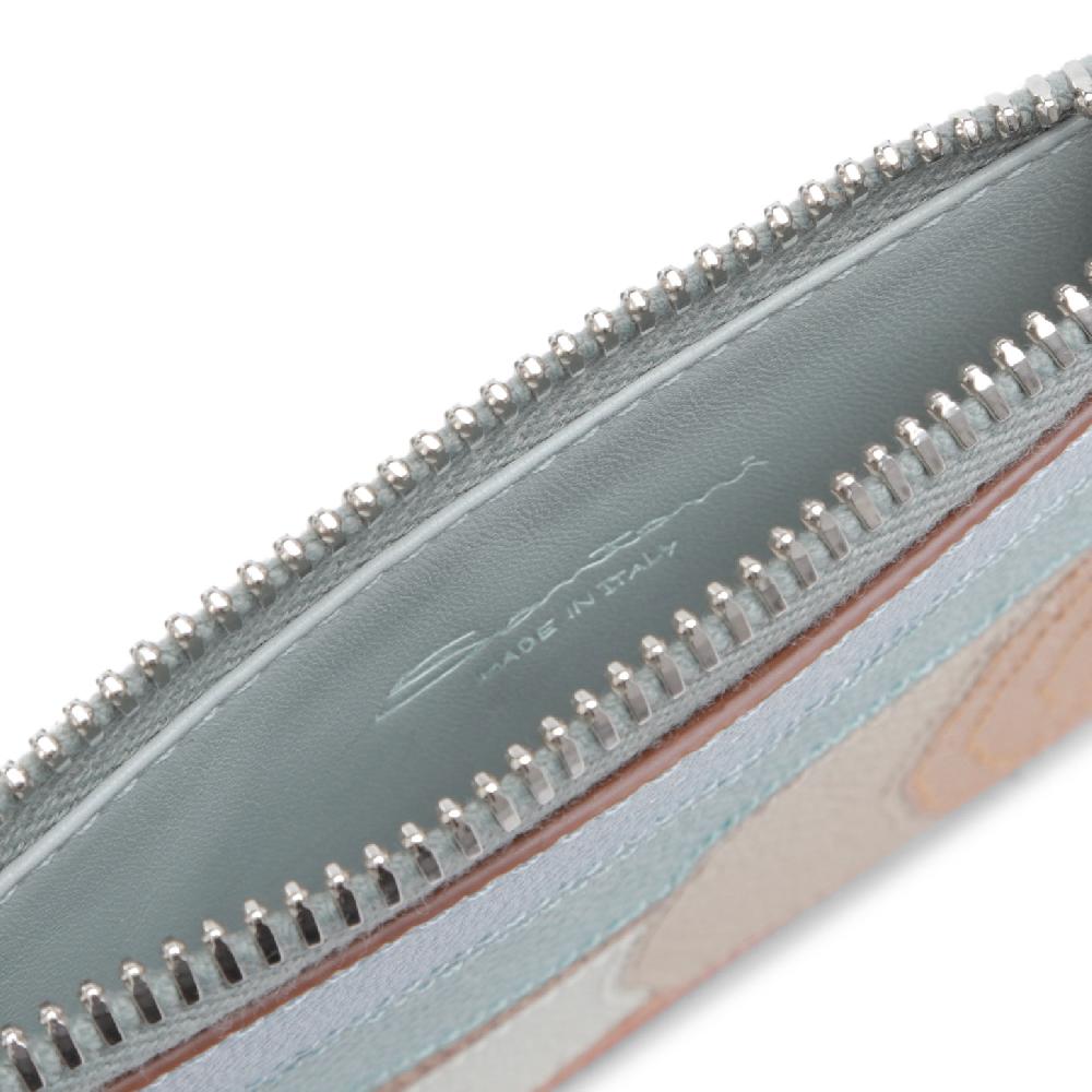 Santoni Porta monete in Saffiano azzurro Offerta