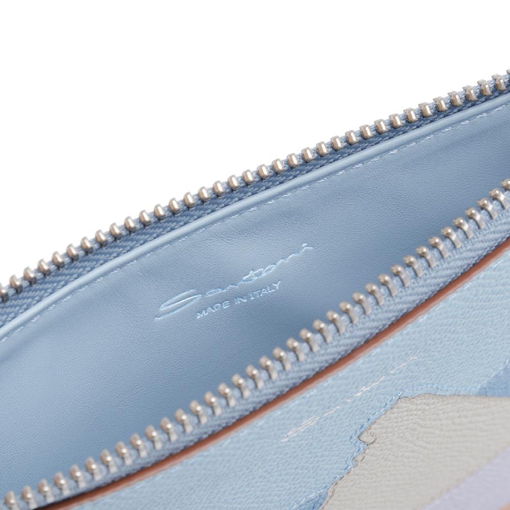 Santoni Pouch piccola in Saffiano azzurro Outlet