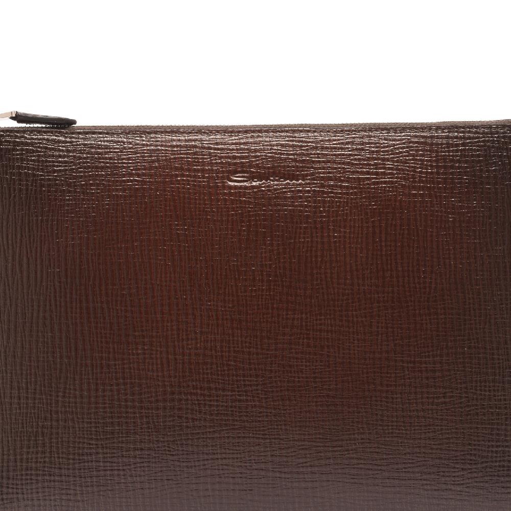 Santoni Pouch in pelle stampata testa di moro Saldi