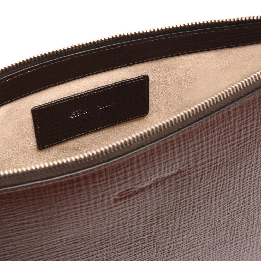 Santoni Pouch in pelle stampata testa di moro Saldi