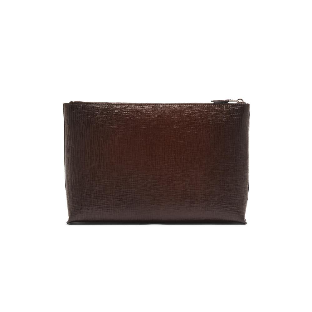 Santoni Pouch in pelle stampata testa di moro Saldi