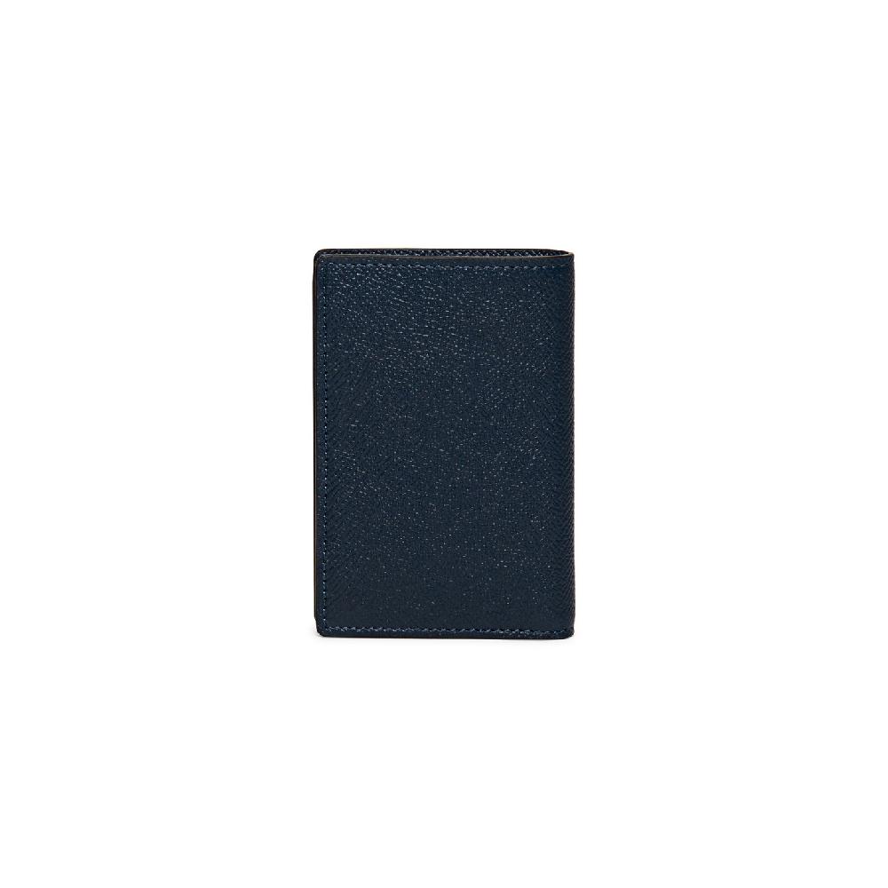 Santoni Portafoglio verticale in saffiano blu Offerte