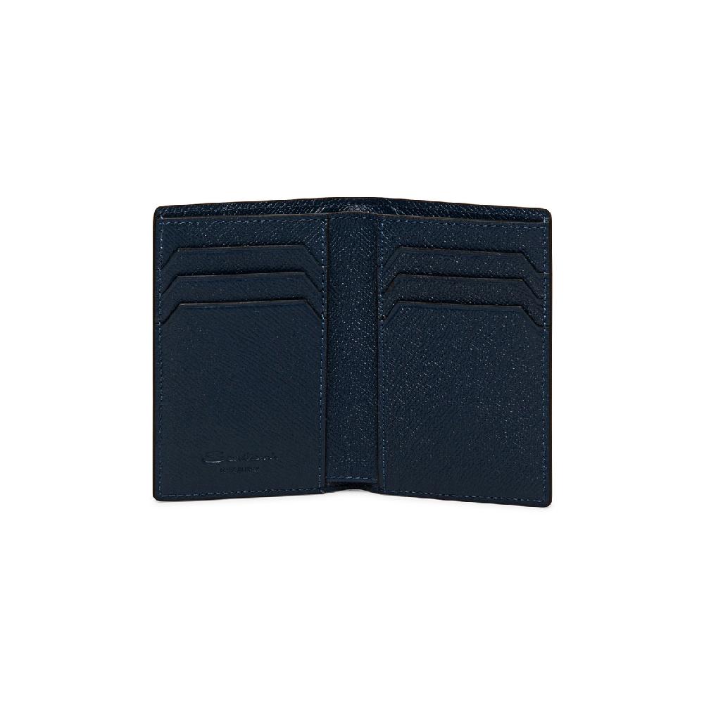 Santoni Portafoglio verticale in saffiano blu Offerte