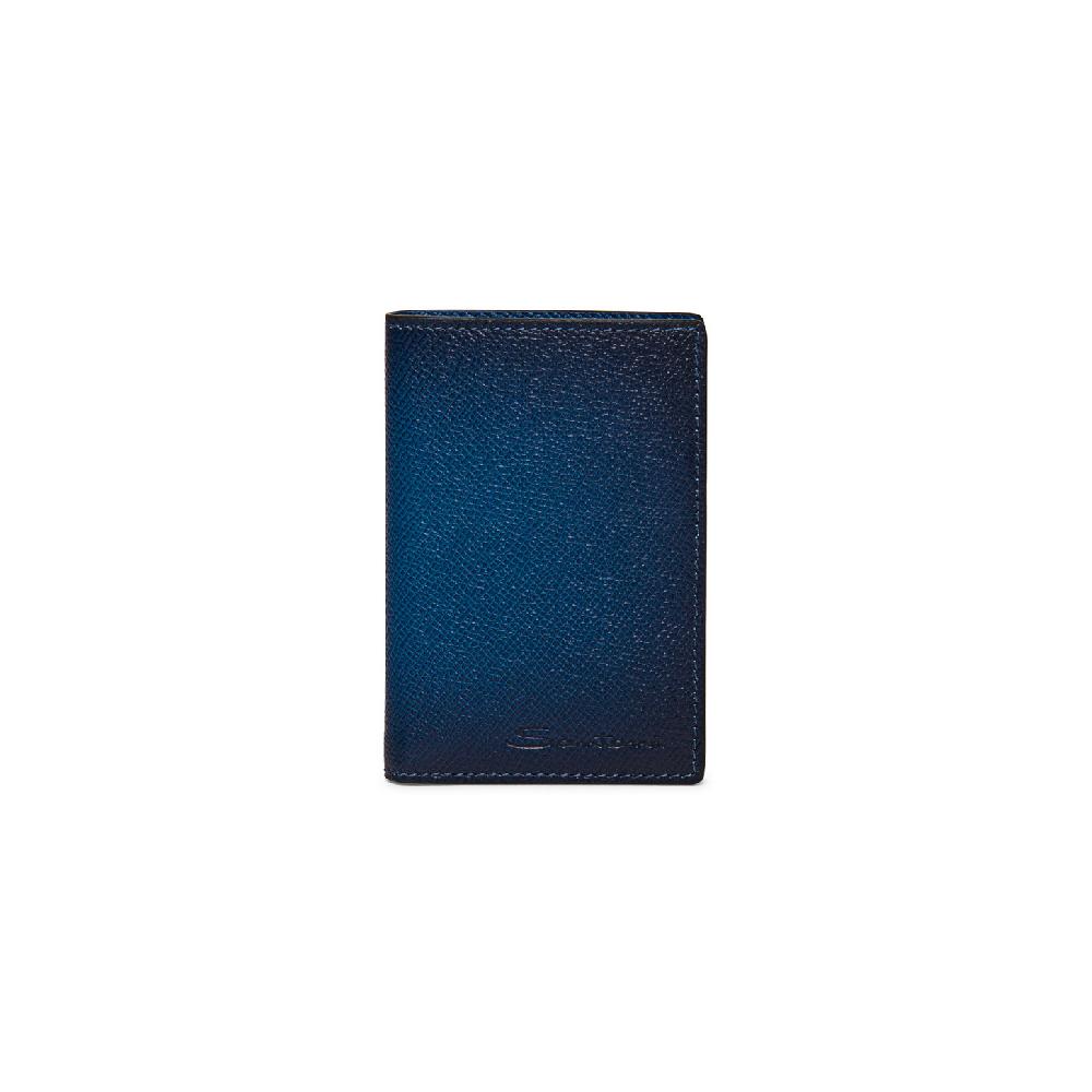 Santoni Portafoglio verticale in saffiano blu