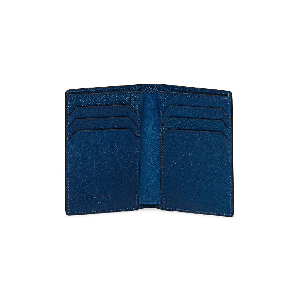 Santoni Portafoglio verticale in saffiano blu Hotsell