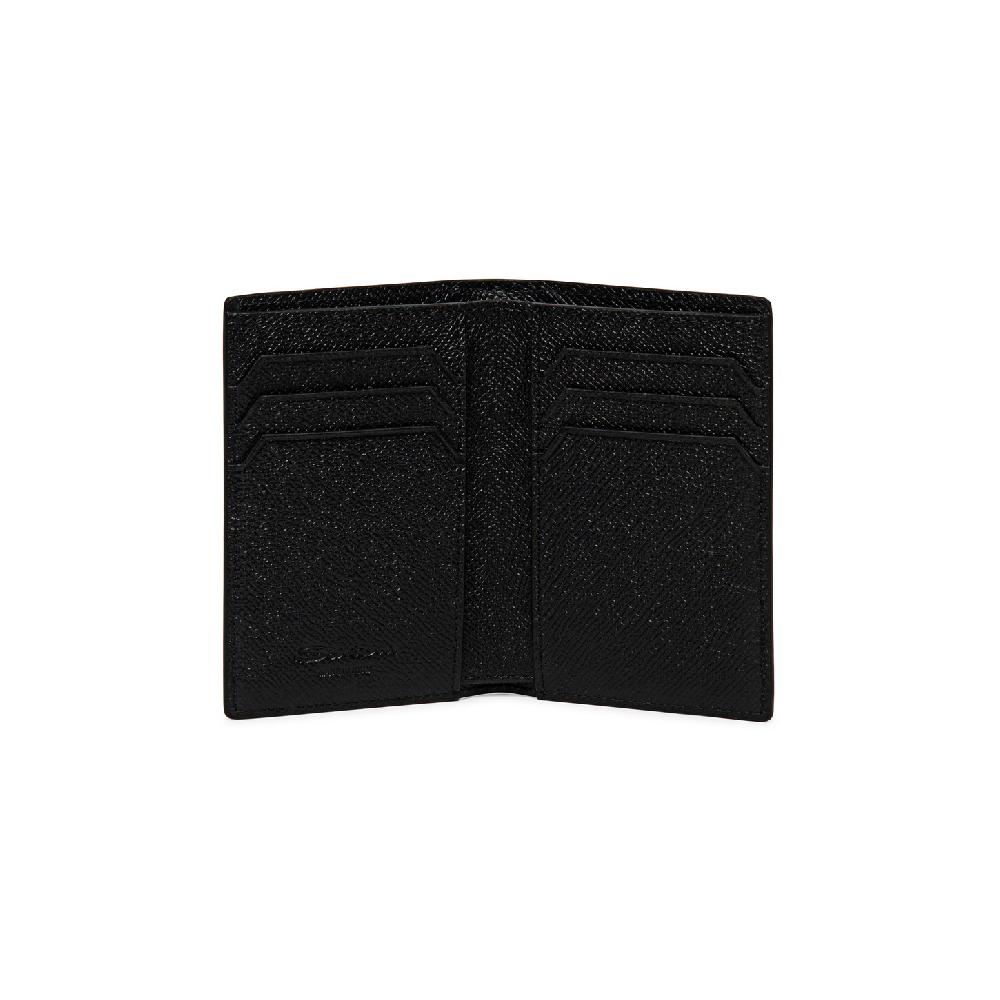 Santoni Portafoglio verticale in saffiano nero Grande vendita