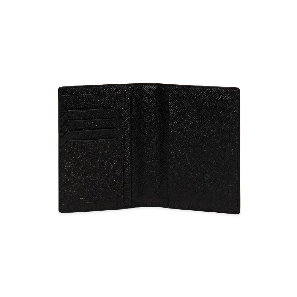Santoni Custodia per passaporto in saffiano nero Saldi Di Fabbrica