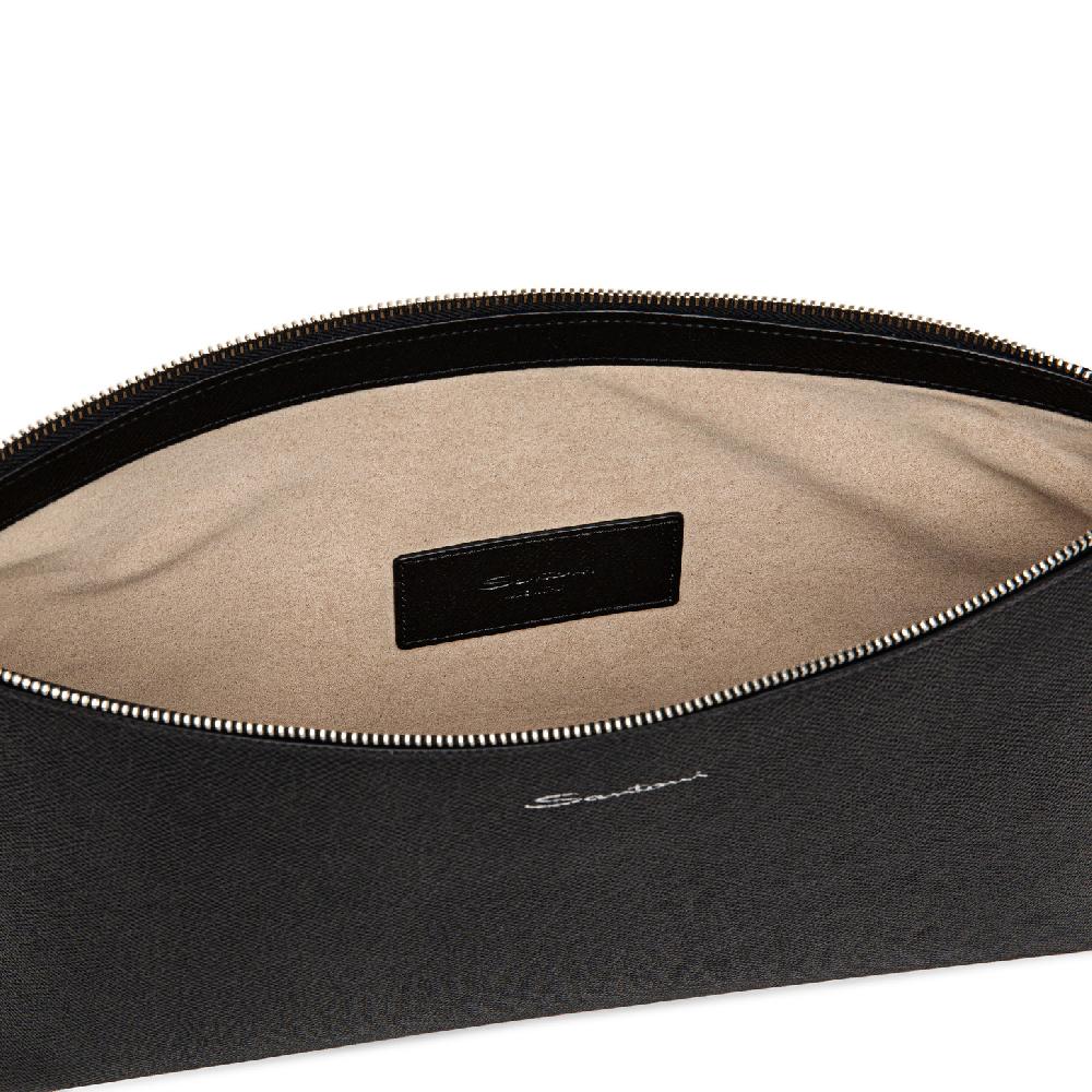 Santoni Pouch in saffiano nero Vendite Flash