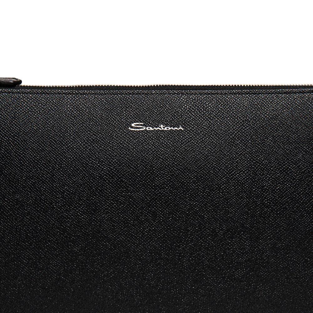 Santoni Pouch in saffiano nero Vendite Flash