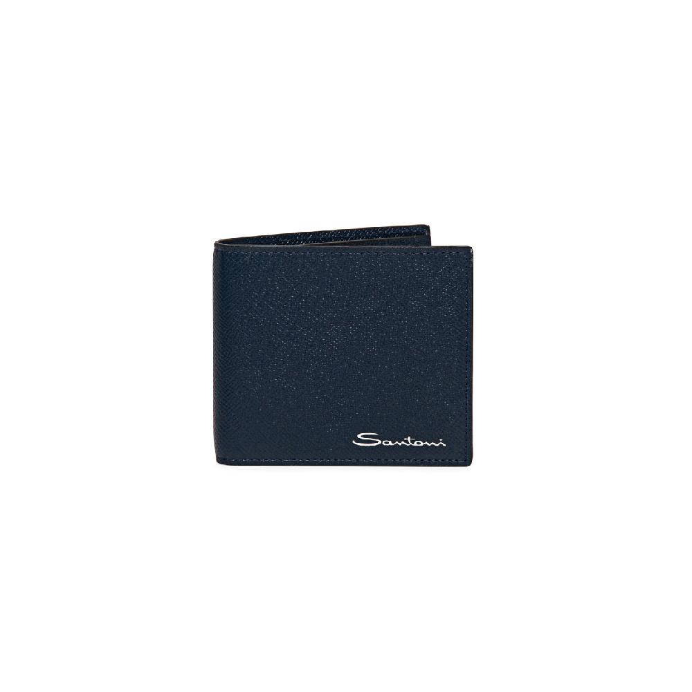 Santoni Portafoglio in saffiano blu