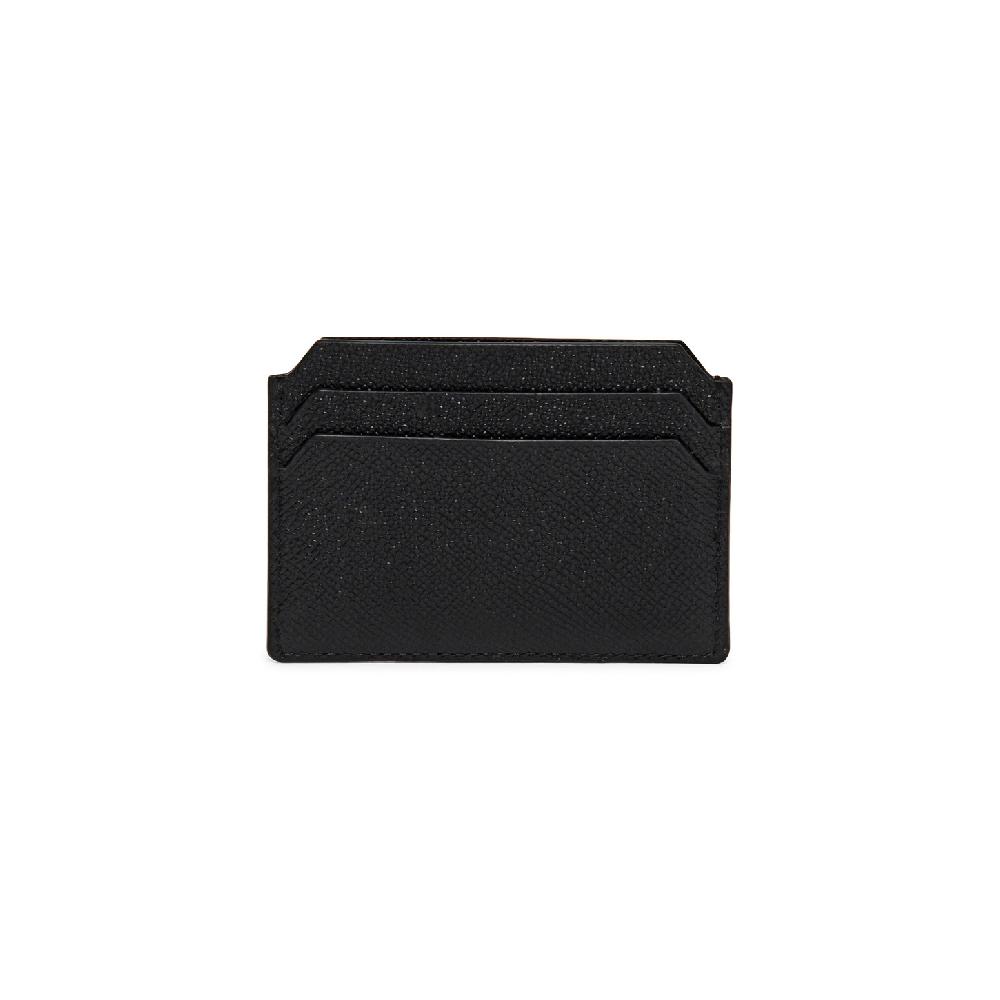 Santoni Porta carte di credito in saffiano nero Nuova