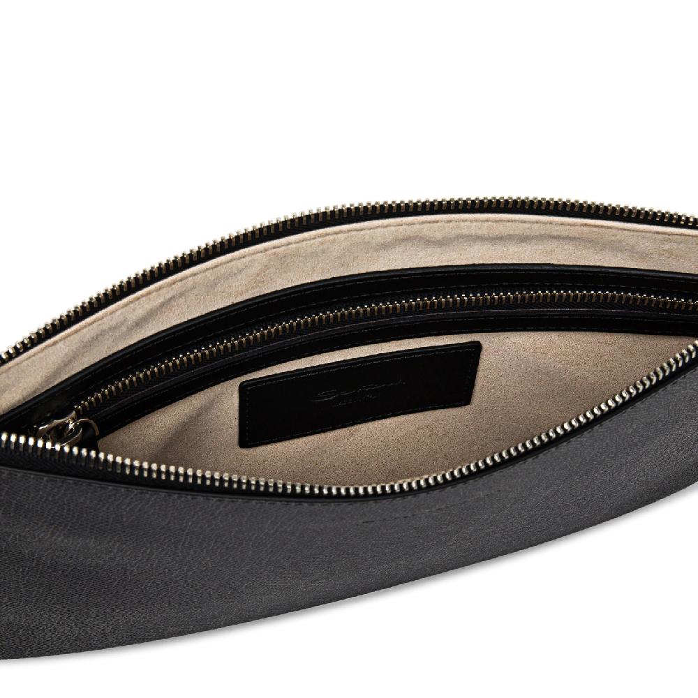 Santoni Pouch in saffiano grigio Moda