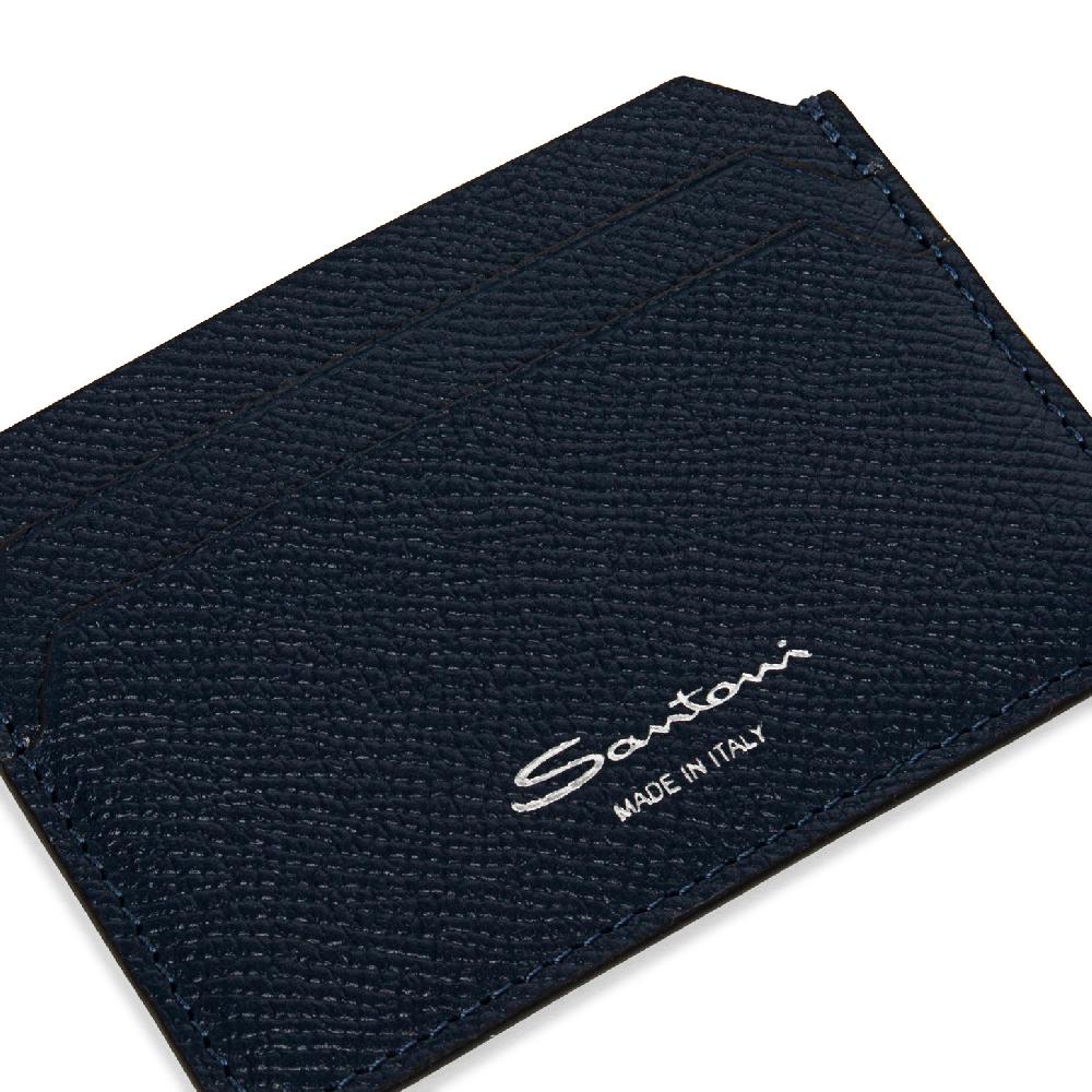 Santoni Porta carte di credito in saffiano blu 2025