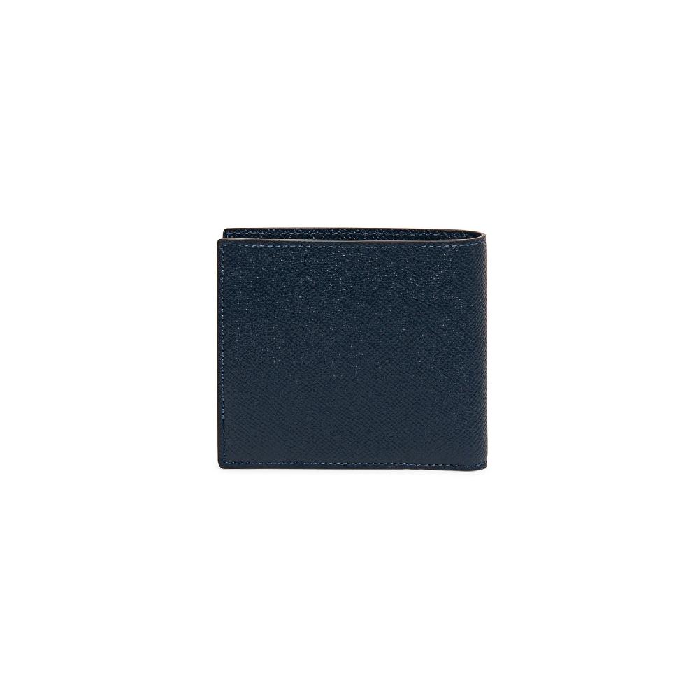 Santoni Portafoglio con porta monete in saffiano blu Italy