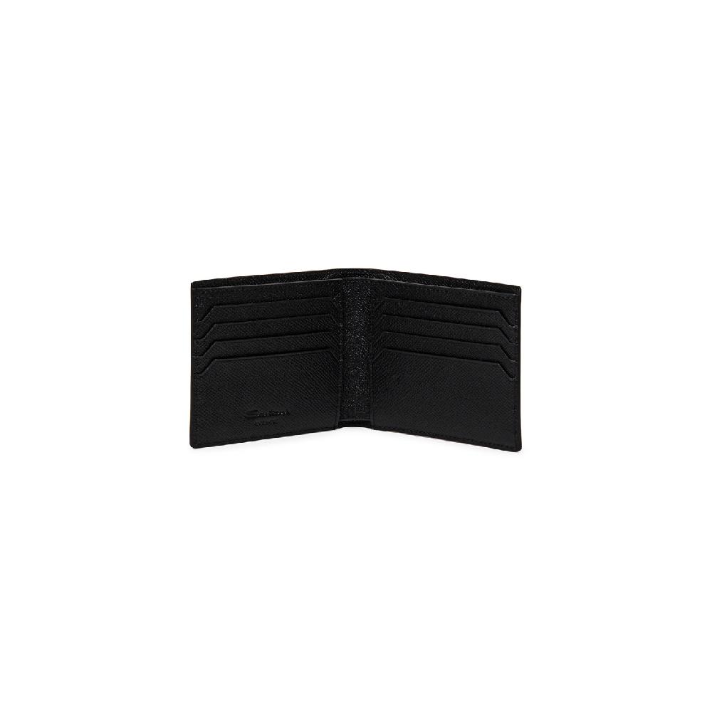 Santoni Portafoglio in saffiano nero In Linea