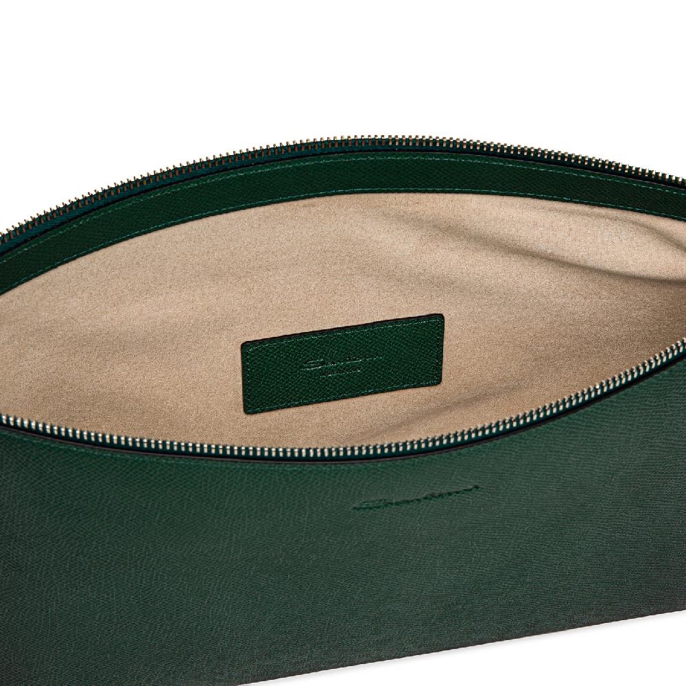 Santoni Pouch in saffiano verde Nuovo