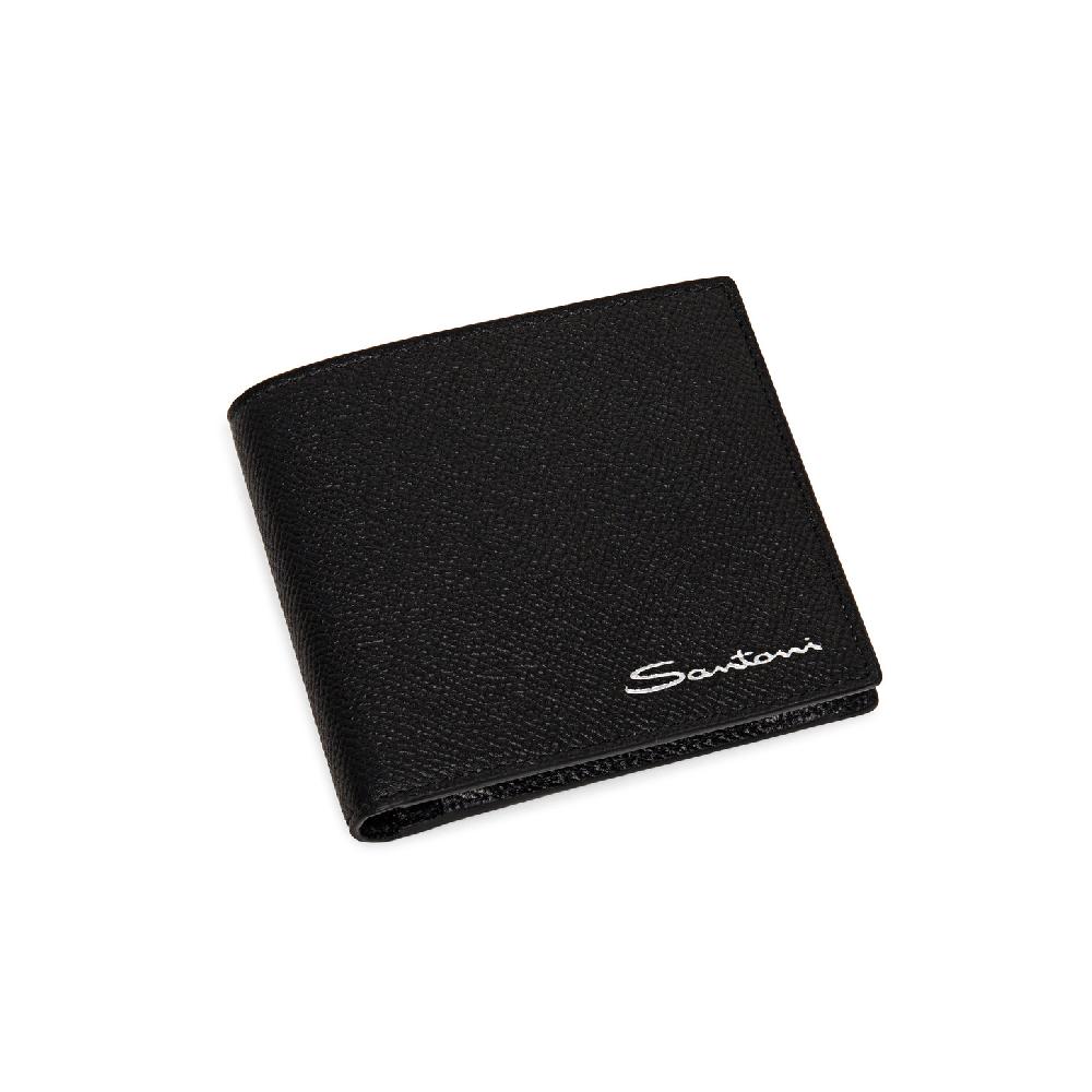 Santoni Portafoglio con porta monete in saffiano nero Qualità