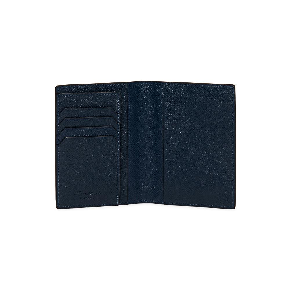 Santoni Custodia per passaporto in saffiano blu Promozione