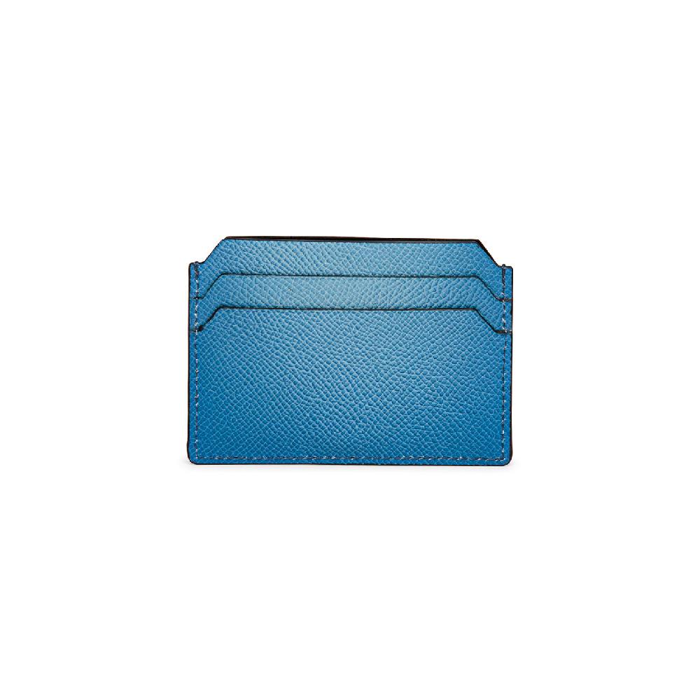Santoni Porta carte di credito in saffiano azzurro Pezzi Unici
