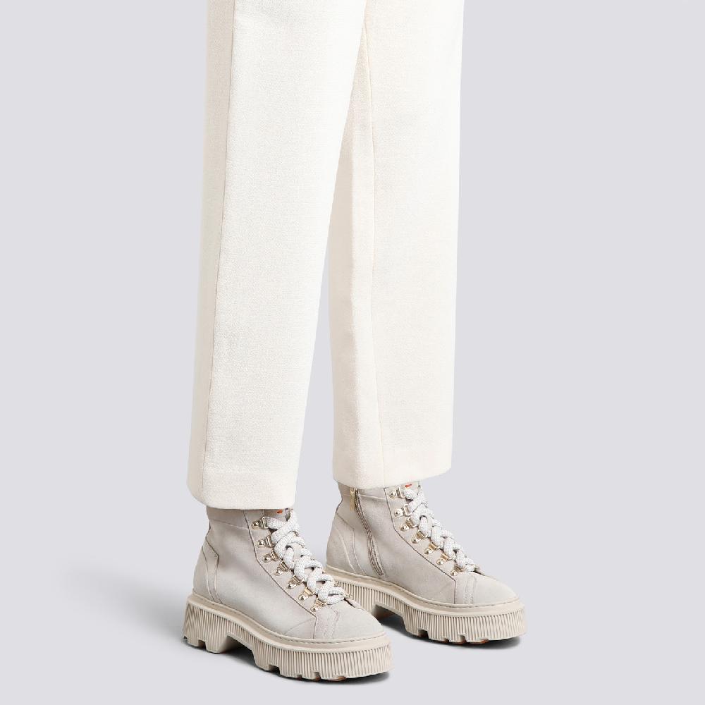 Santoni Scarponcino da montagna da donna in suede beige Fino Al -60%