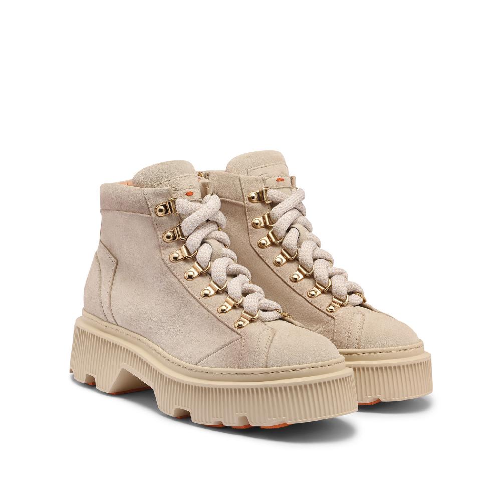 Santoni Scarponcino da montagna da donna in suede beige Fino Al -60%