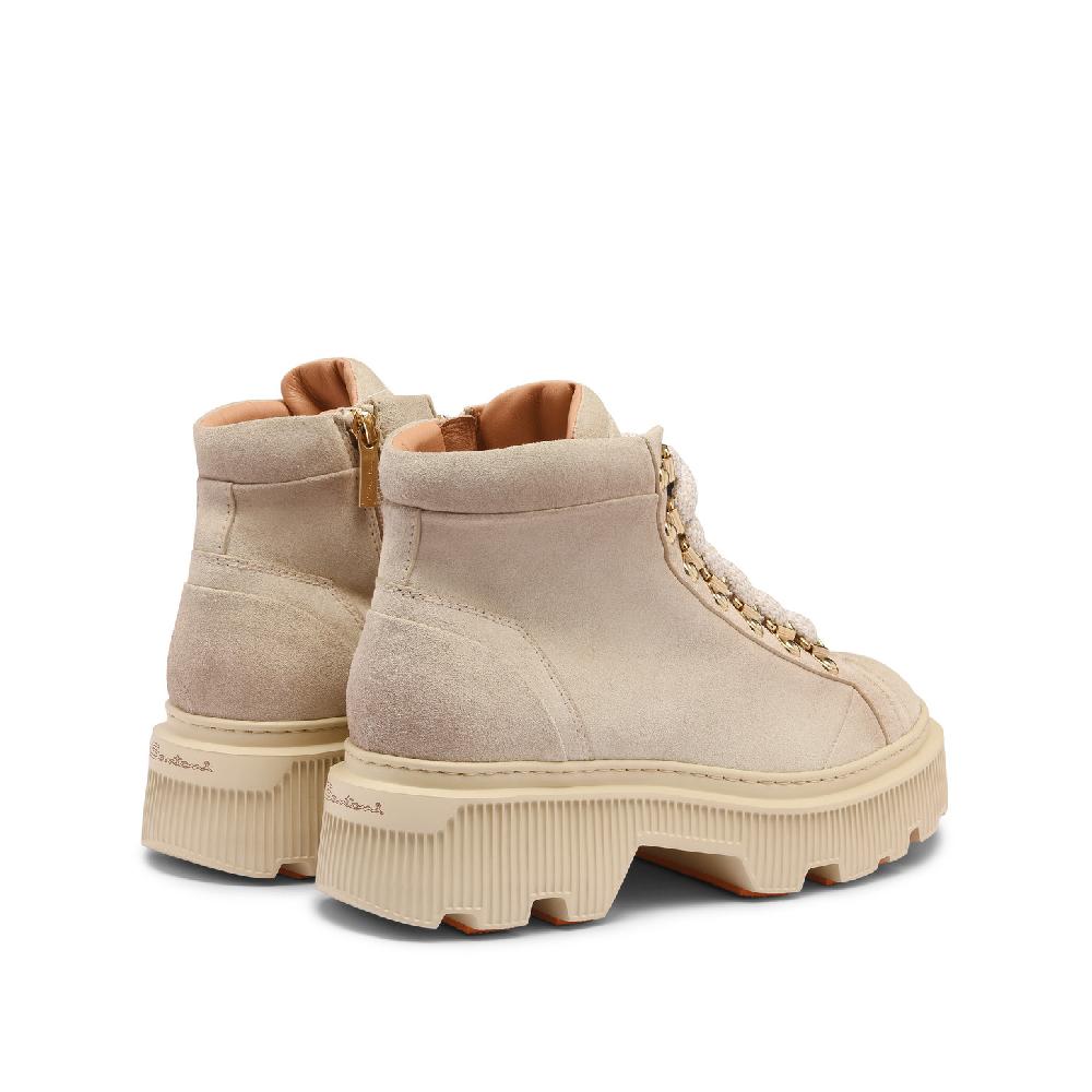 Santoni Scarponcino da montagna da donna in suede beige Fino Al -60%
