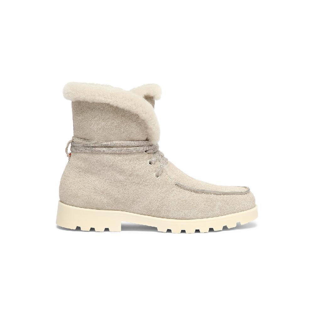 Santoni Stivaletto con pelliccia da donna in suede beige
