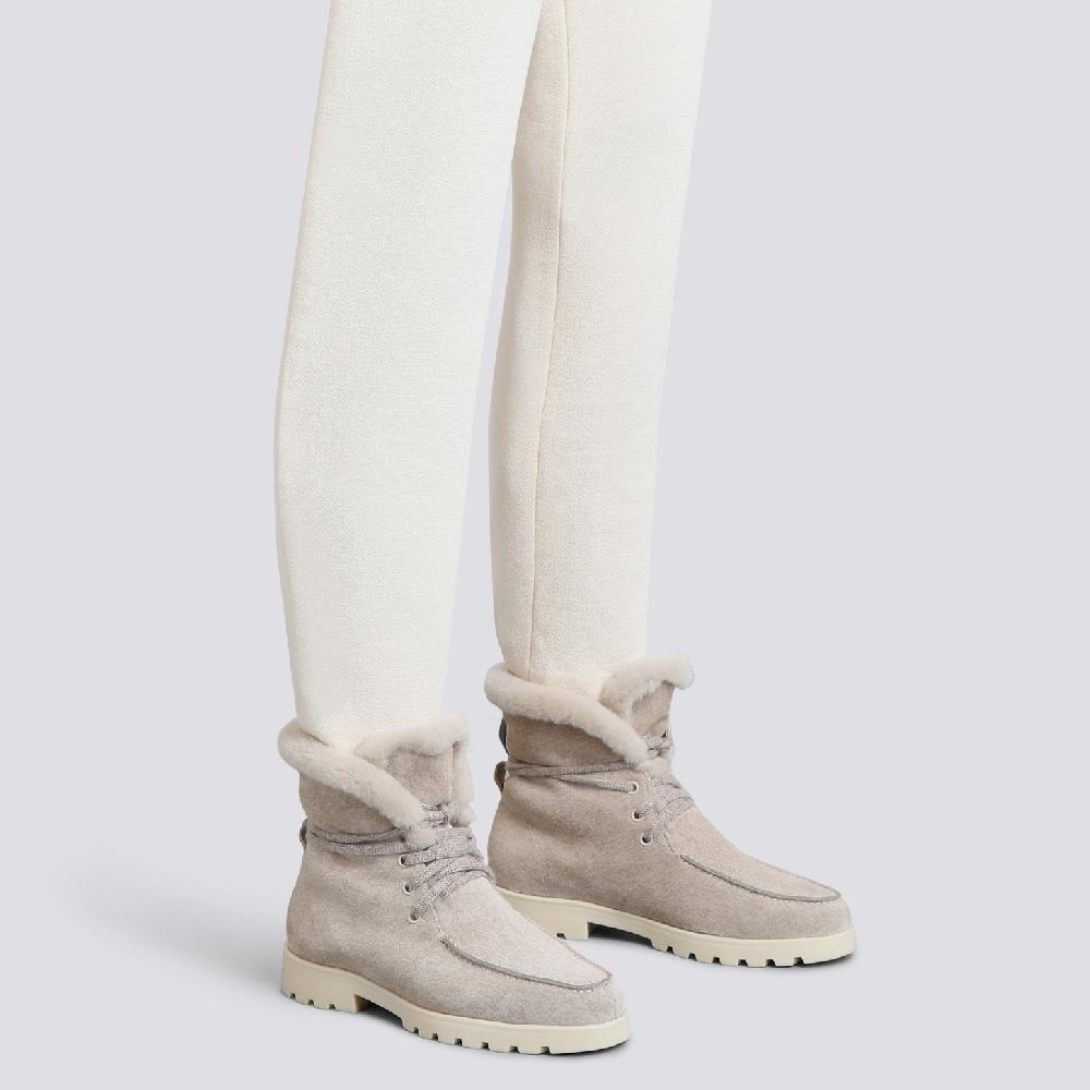 Santoni Stivaletto con pelliccia da donna in suede beige Affare Del Giorno