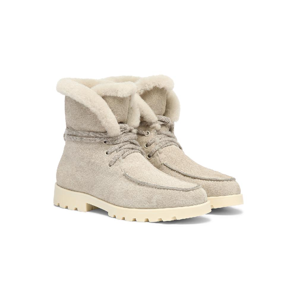 Santoni Stivaletto con pelliccia da donna in suede beige Affare Del Giorno