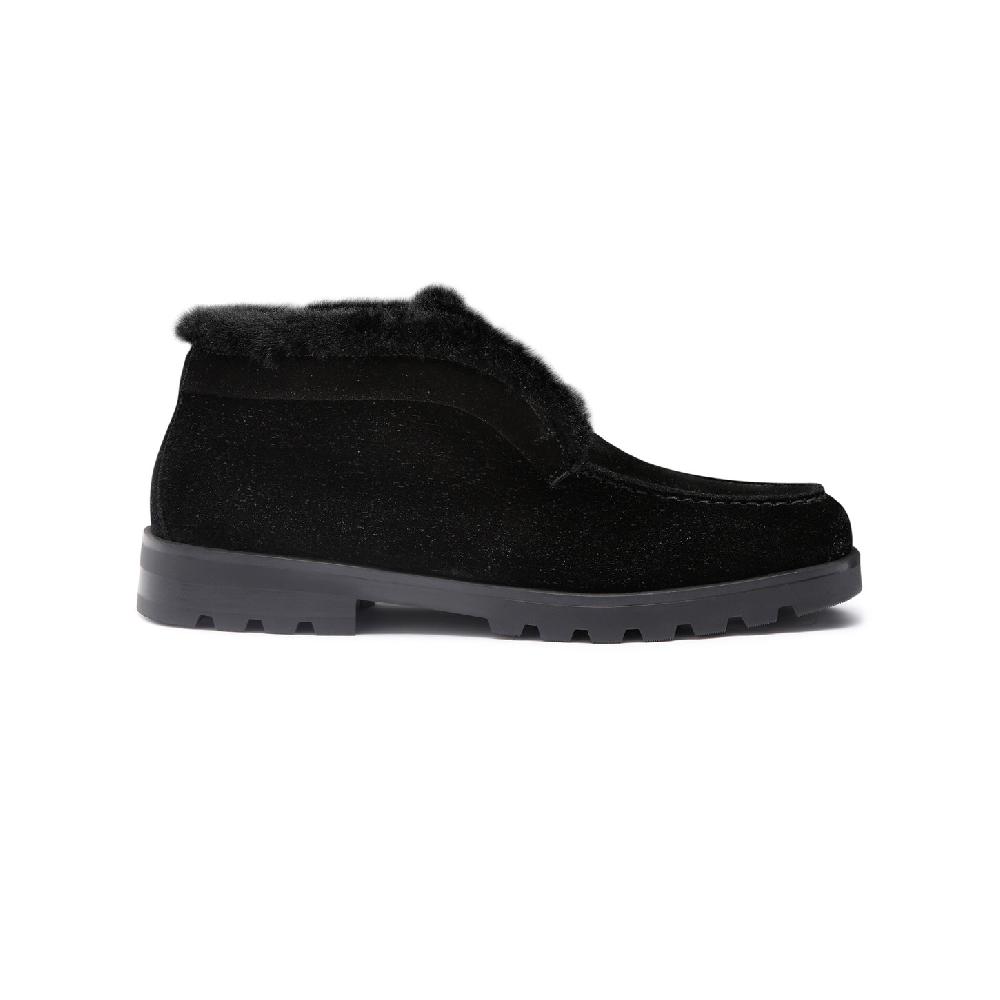 Santoni Stivaletto desert con pelliccia da donna in suede nero