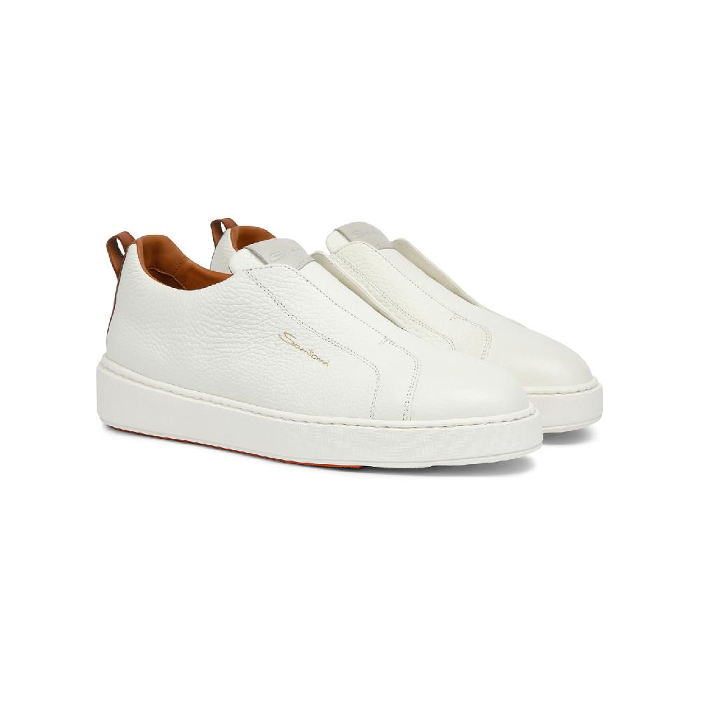 Santoni Sneaker slip-on da donna in pelle bottalata bianca Economico