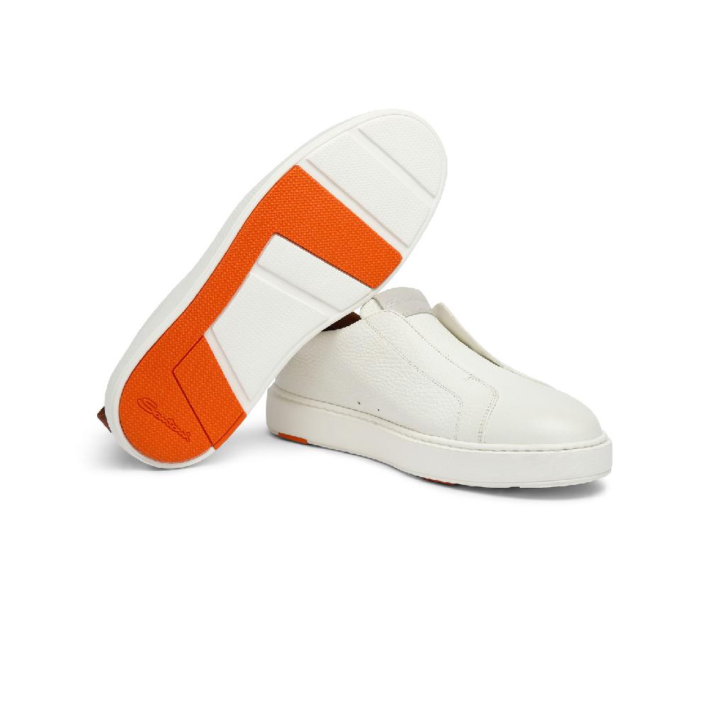 Santoni Sneaker slip-on da donna in pelle bottalata bianca Economico