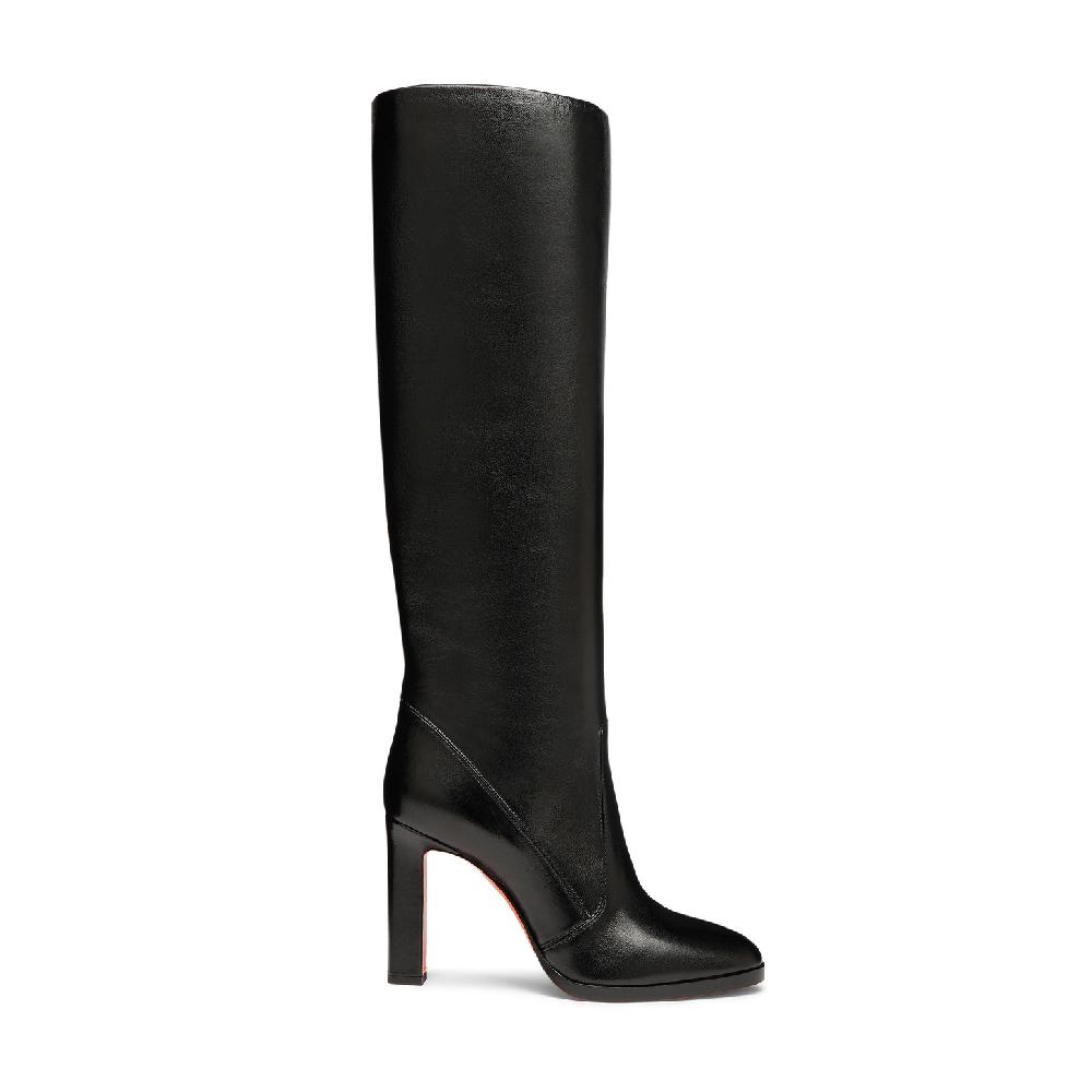 Santoni Stivale tacco alto da donna in pelle nera