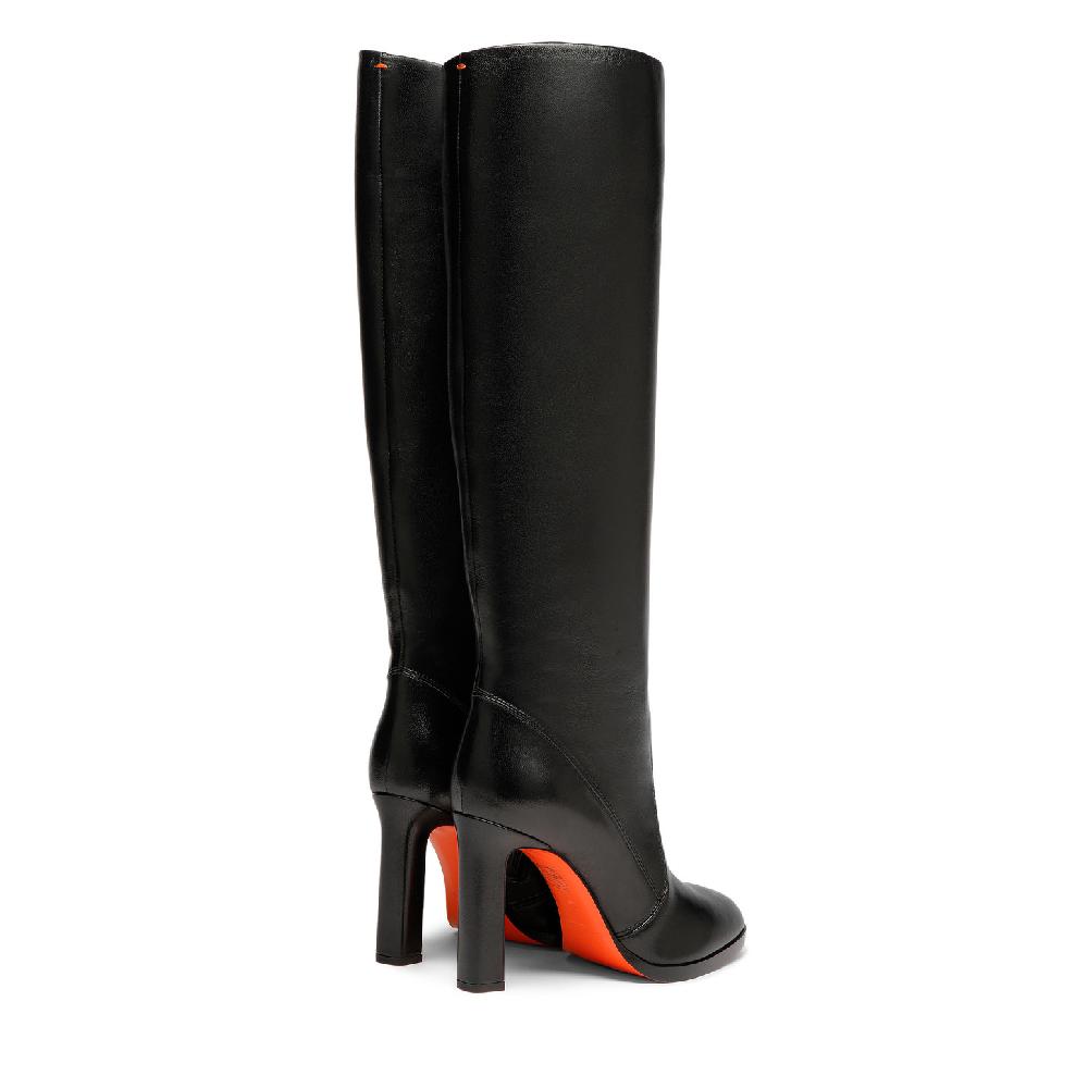 Santoni Stivale tacco alto da donna in pelle nera Online