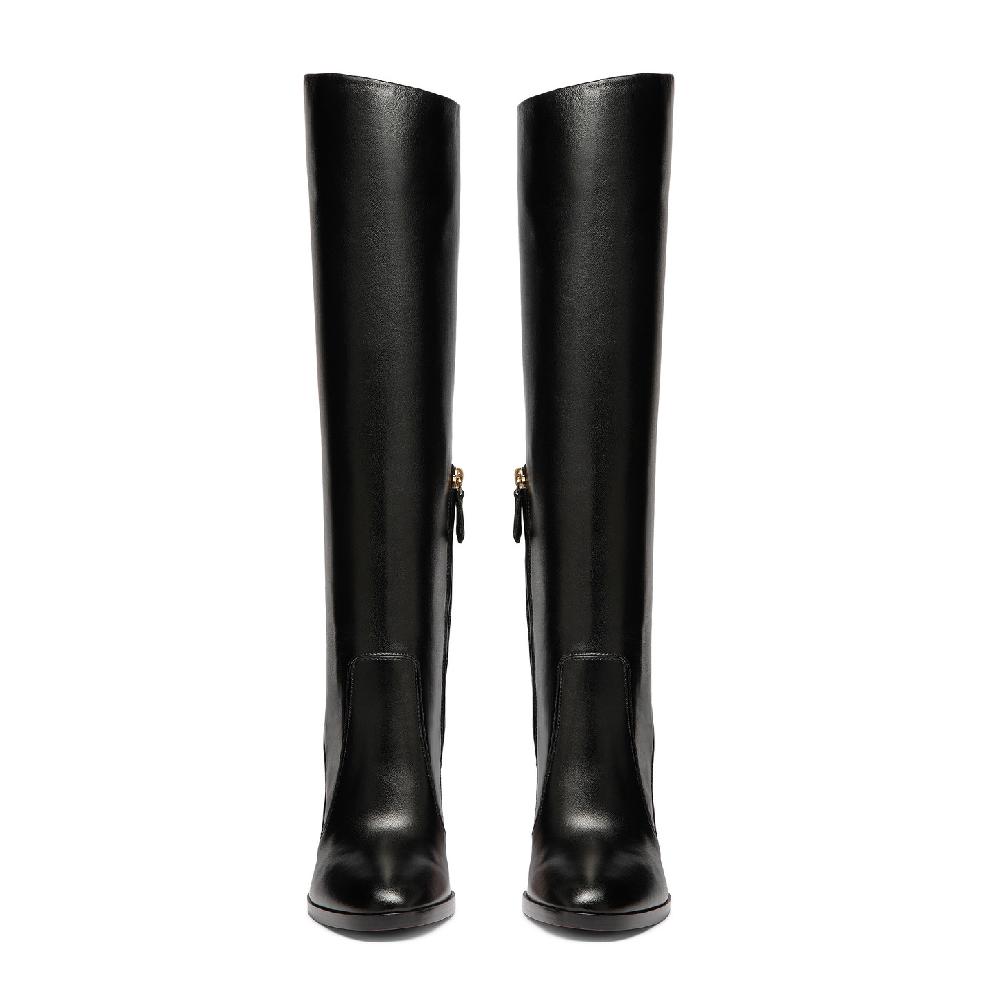 Santoni Stivale tacco alto da donna in pelle nera Online