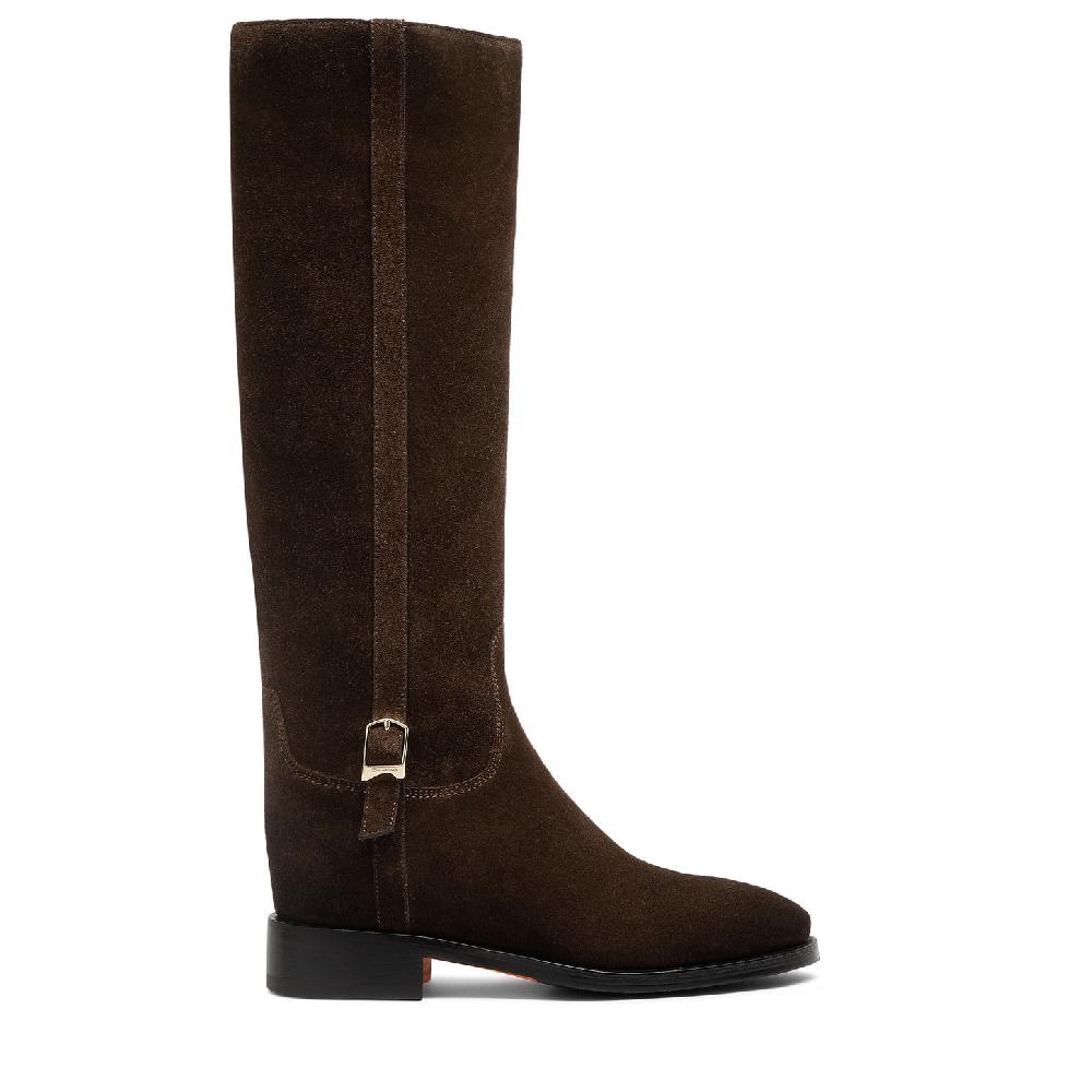 Santoni Stivale da donna in suede testa di moro