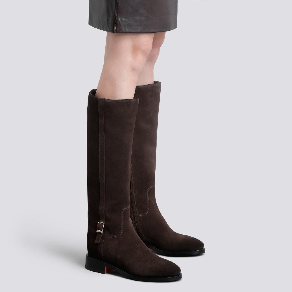 Santoni Stivale da donna in suede testa di moro In Vendita