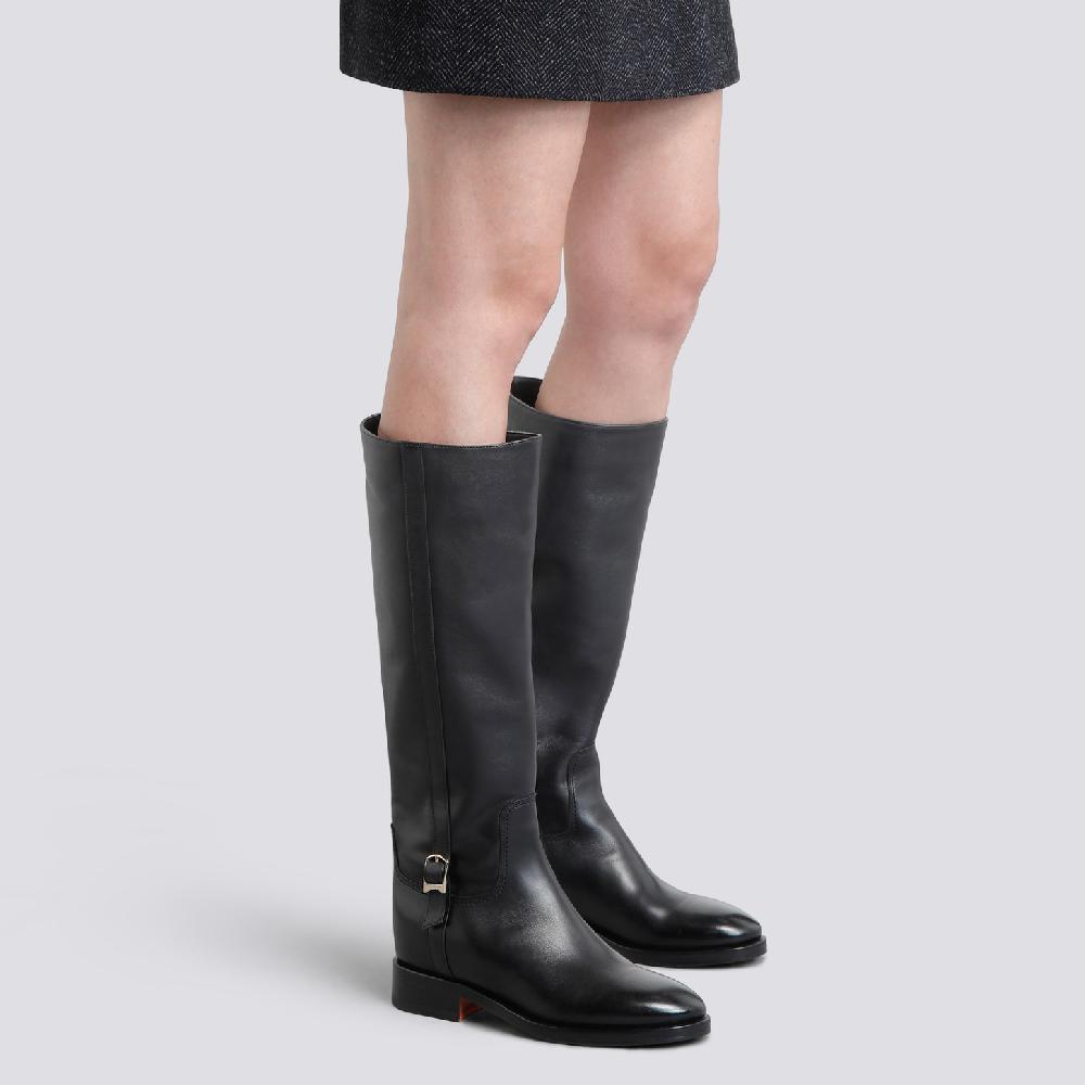 Santoni Stivale da donna in pelle nera Saldi