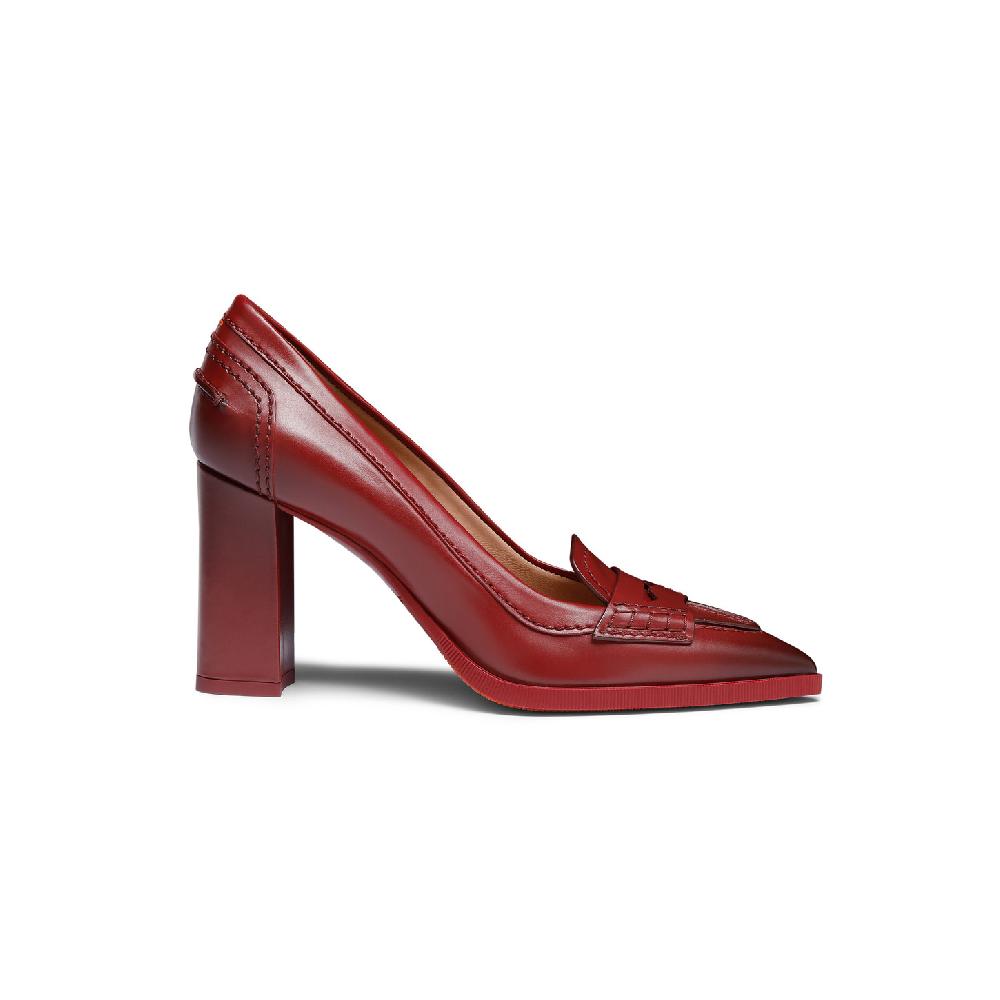 Santoni Décolletés tacco alto da donna in pelle rossa