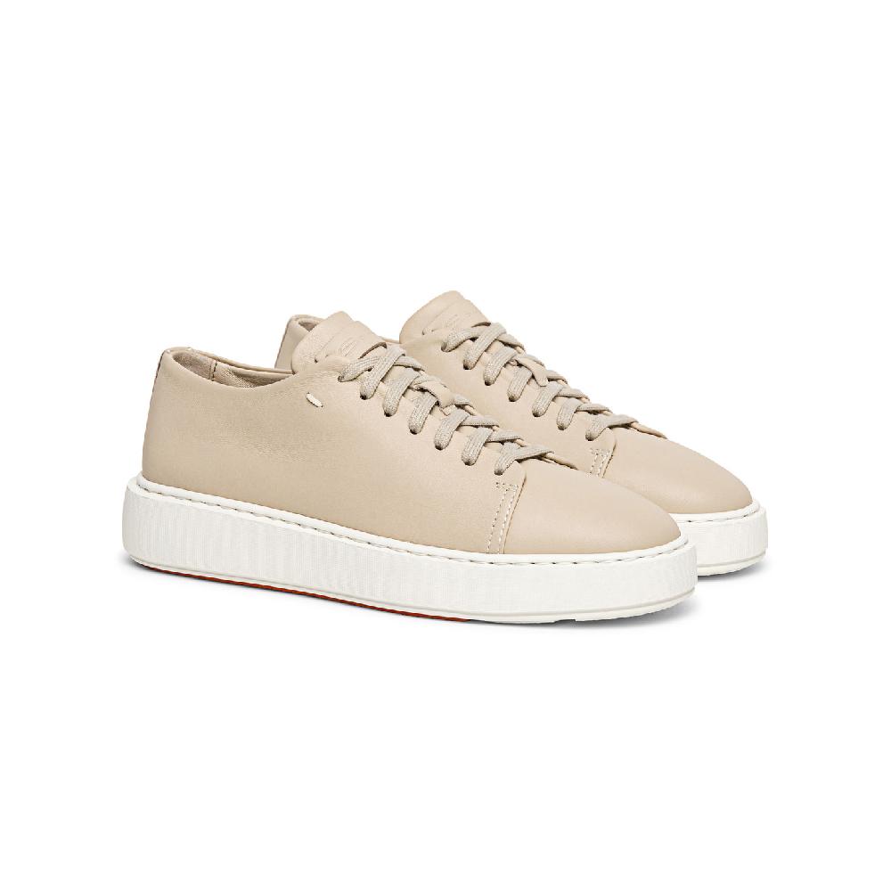 Santoni Sneaker da donna in pelle beige Saldi Di Fabbrica